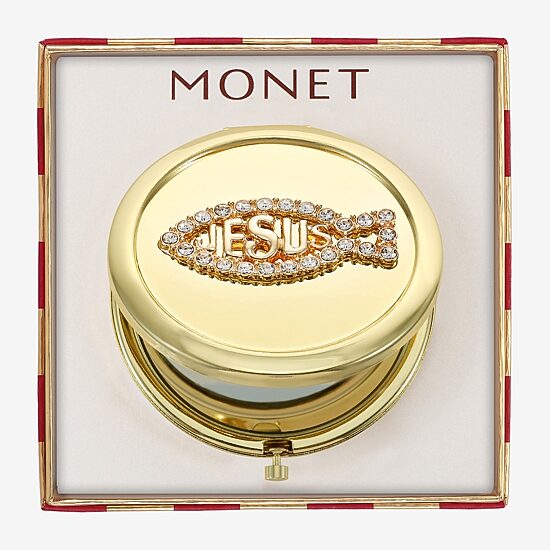 Monet Jewelry Gold Tone Compact Mirror