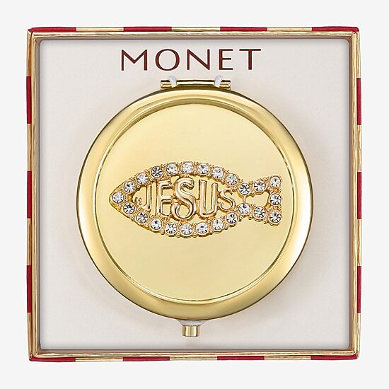 Monet Jewelry Gold Tone Compact Mirror