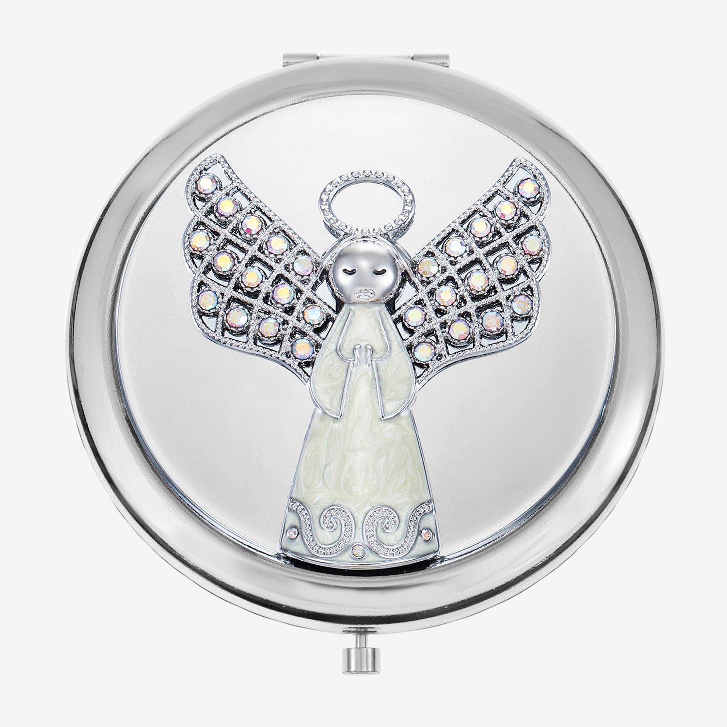 Monet Jewelry Silver Tone Angel Compact Mirror
