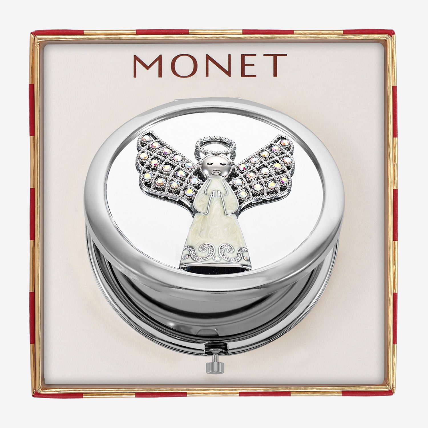Monet Jewelry Silver Tone Angel Compact Mirror