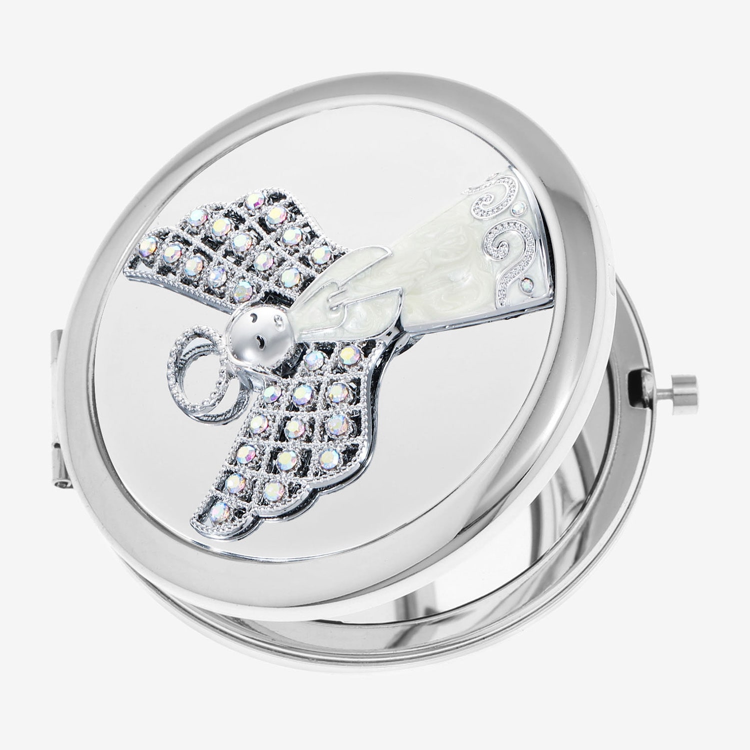 Monet Jewelry Silver Tone Angel Compact Mirror