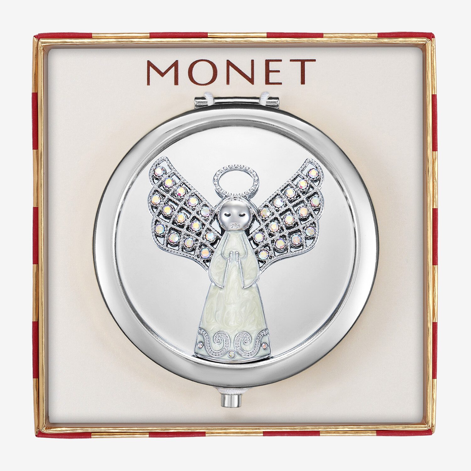 Monet Jewelry Silver Tone Angel Compact Mirror
