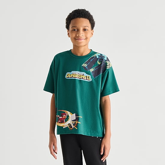 Little & Big Kid Boys Crew Neck Short Sleeve Oversized Minecraft Graphic T-Shirt