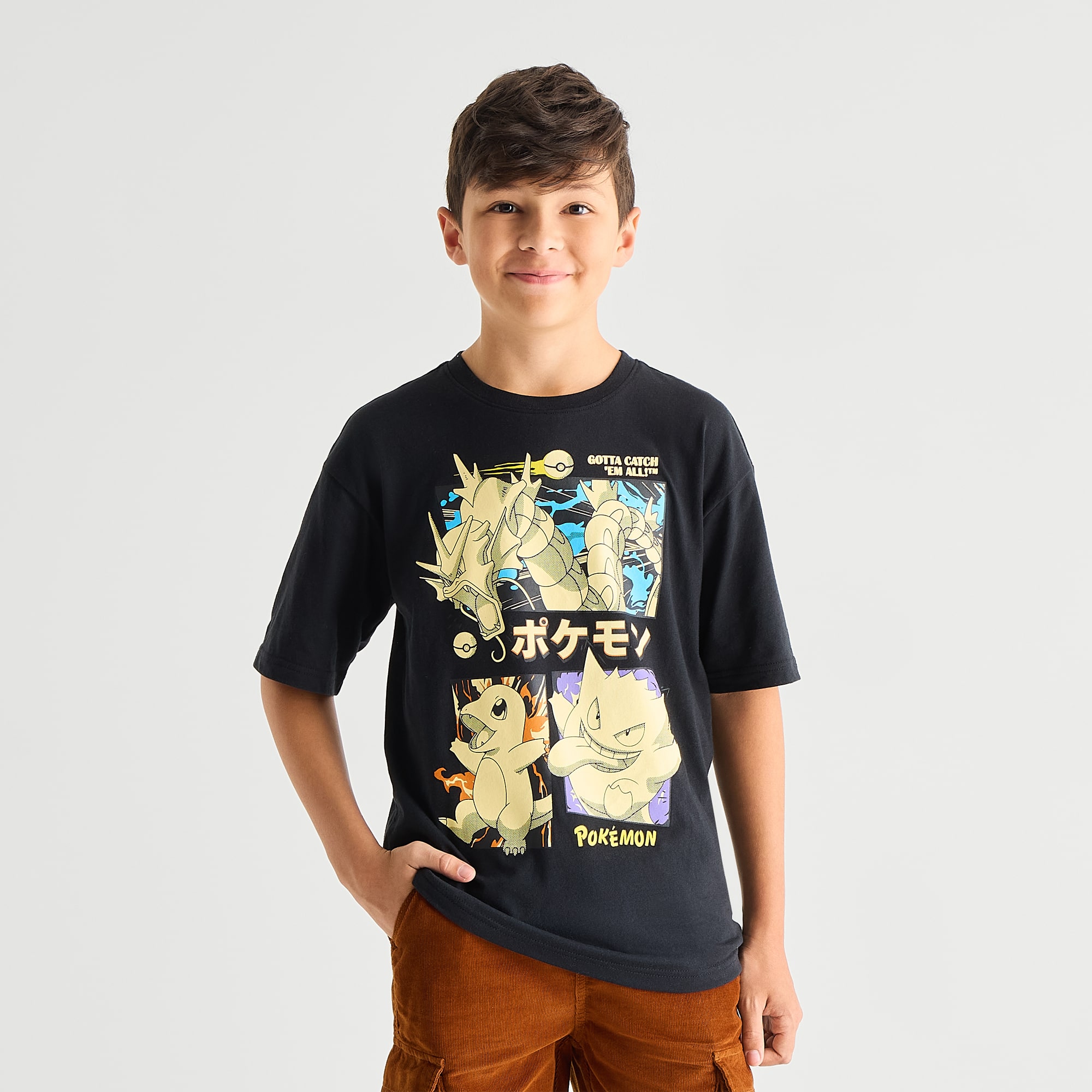 Little & Big Kid Boys Crew Neck Short Sleeve Oversized Pokemon Graphic T-Shirt