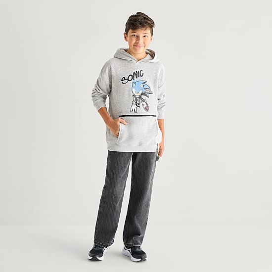 Little & Big Kid Boys Long Sleeve Sonic the Hedgehog Fleece Hoodie