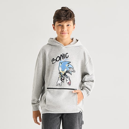 Little & Big Kid Boys Long Sleeve Sonic the Hedgehog Fleece Hoodie