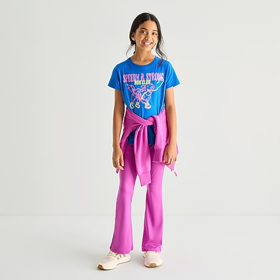 Xersion Little & Big Kid Girls Crew Neck Short Sleeve Regular Fit Graphic T-Shirt