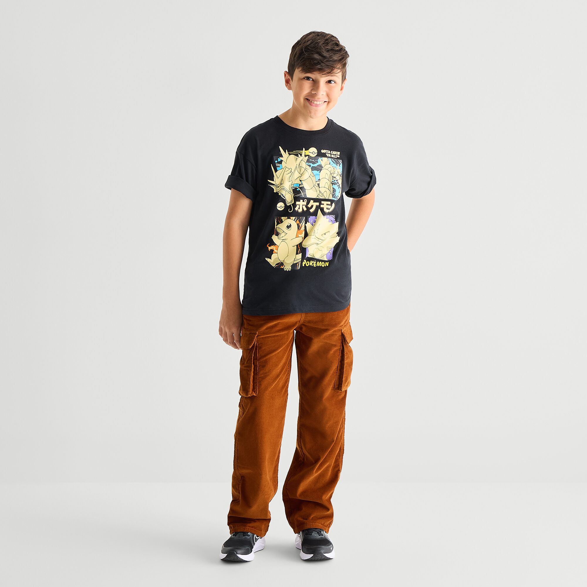 Little & Big Kid Boys Crew Neck Short Sleeve Oversized Pokemon Graphic T-Shirt