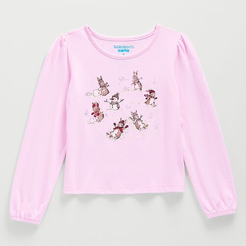 Thereabouts Little & Big Kid Girls Round Neck Long Sleeve Regular Fit Graphic T-shirt In Pink