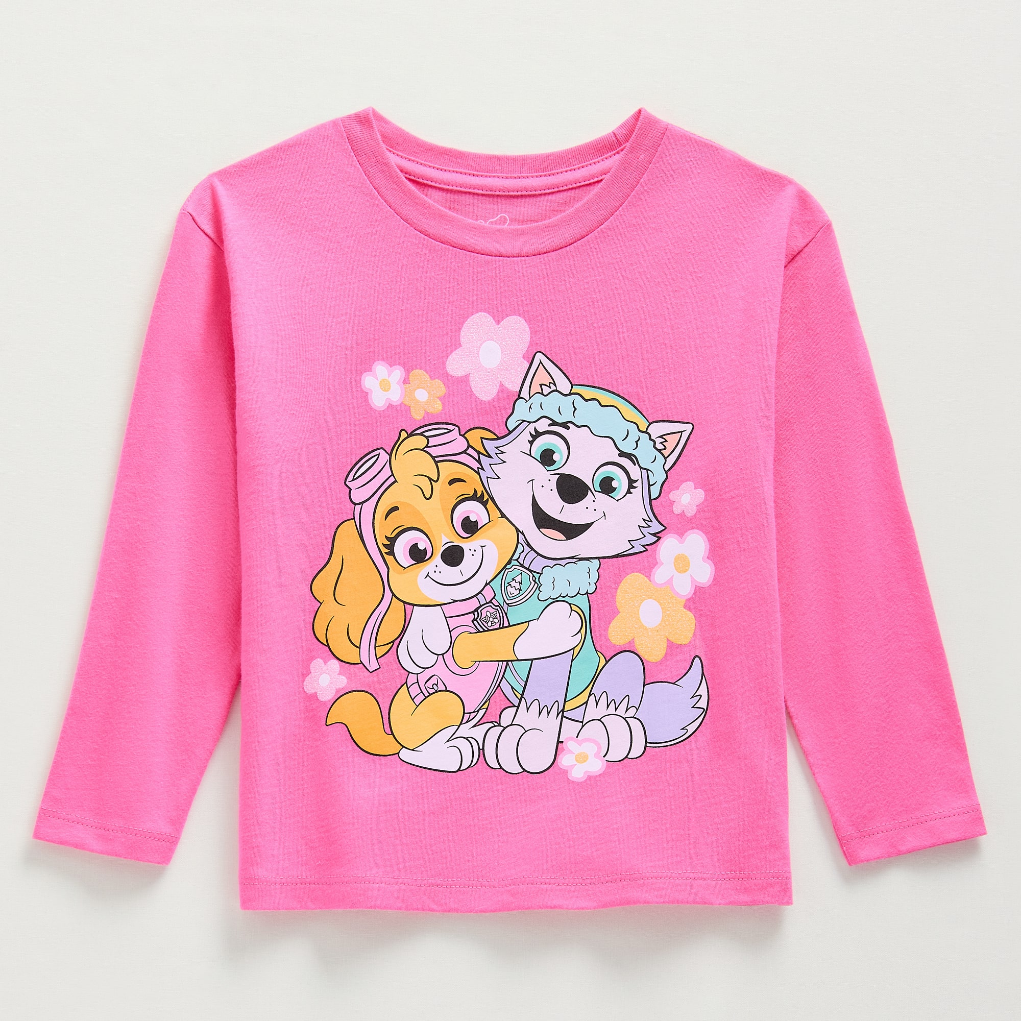 Toddler Girls Crew Neck Long Sleeve Regular Fit Paw Patrol Graphic T-Shirt
