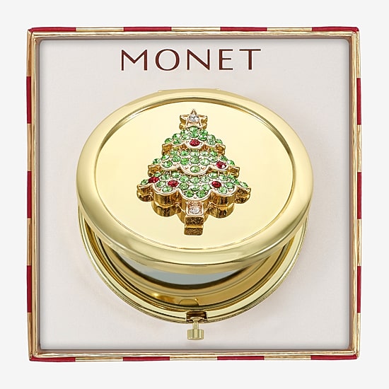Monet Jewelry Gold Tone Compact Mirror