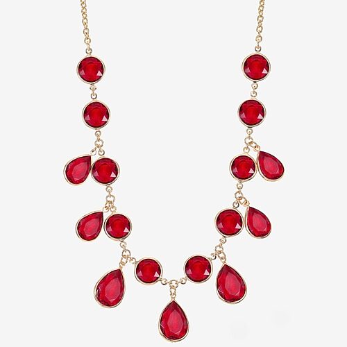 Liz Claiborne Womens 17 Inch Collar Necklace, One Size, Red