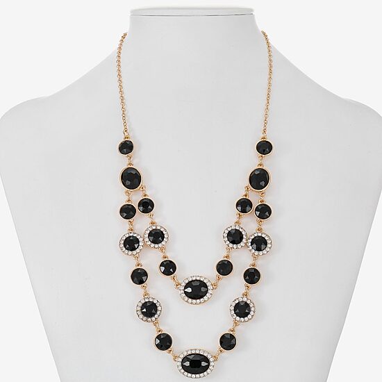 Monet Jewelry Womens Black Glass 18 Inch Strand Necklace