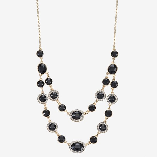 Monet Jewelry Womens Black Glass 18 Inch Strand Necklace