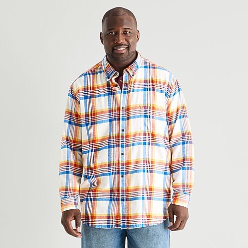 St. John's Bay Seated Mens Easy-on + Easy-off Seated Wear Long Sleeve Adaptive Classic Fit Big And T In White