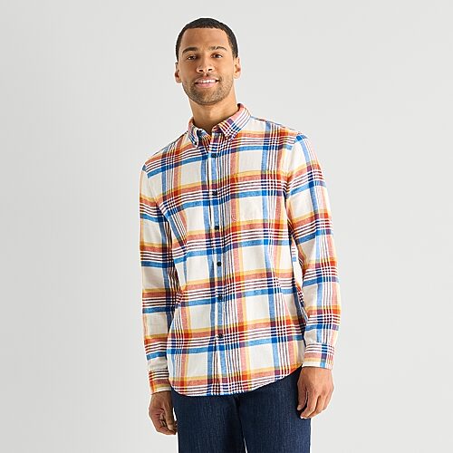 St. John's Bay Mens Long Sleeve Classic Fit Flannel Shirt, Xx-large, White