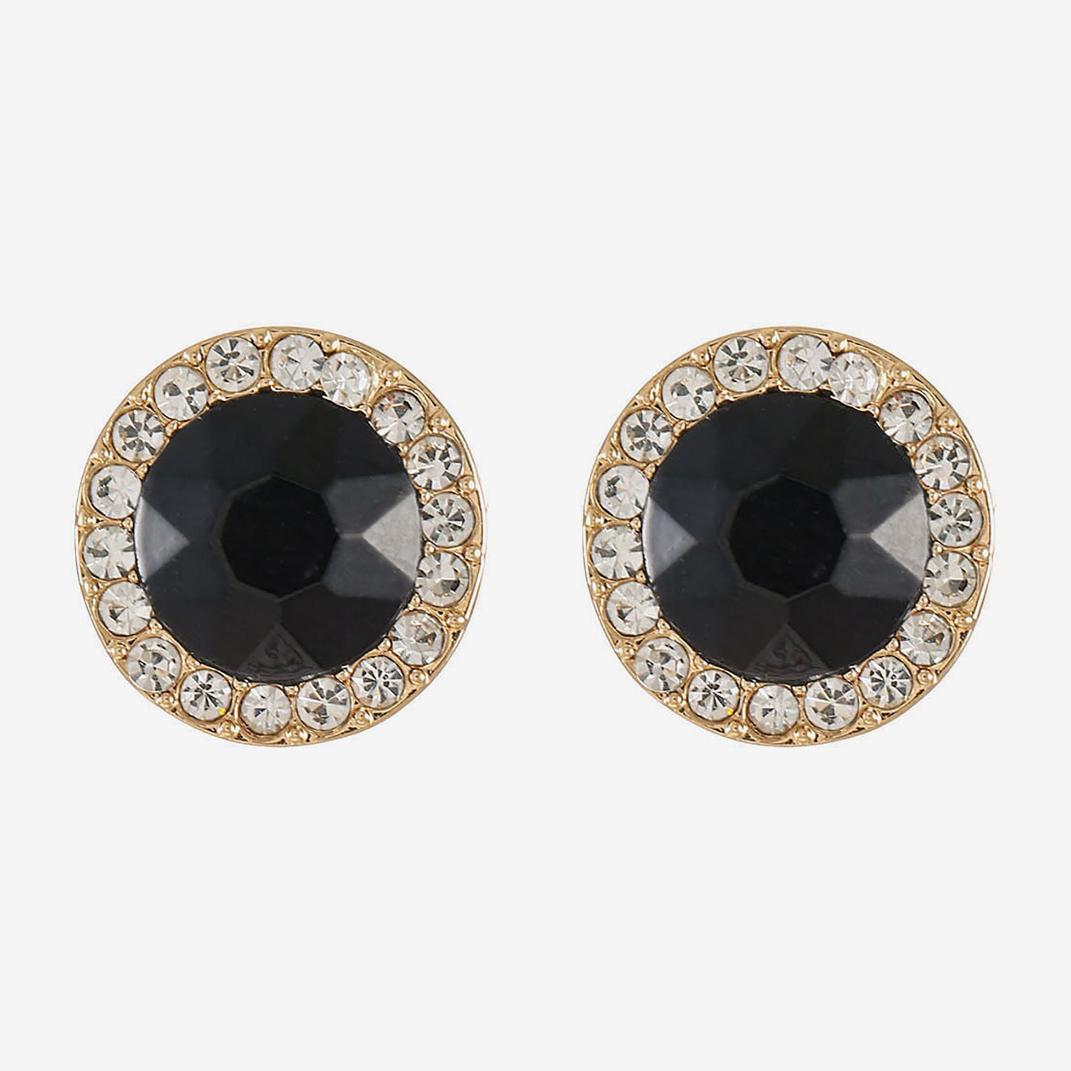 Monet Jewelry Black Glass 15mm Round Stud Earrings