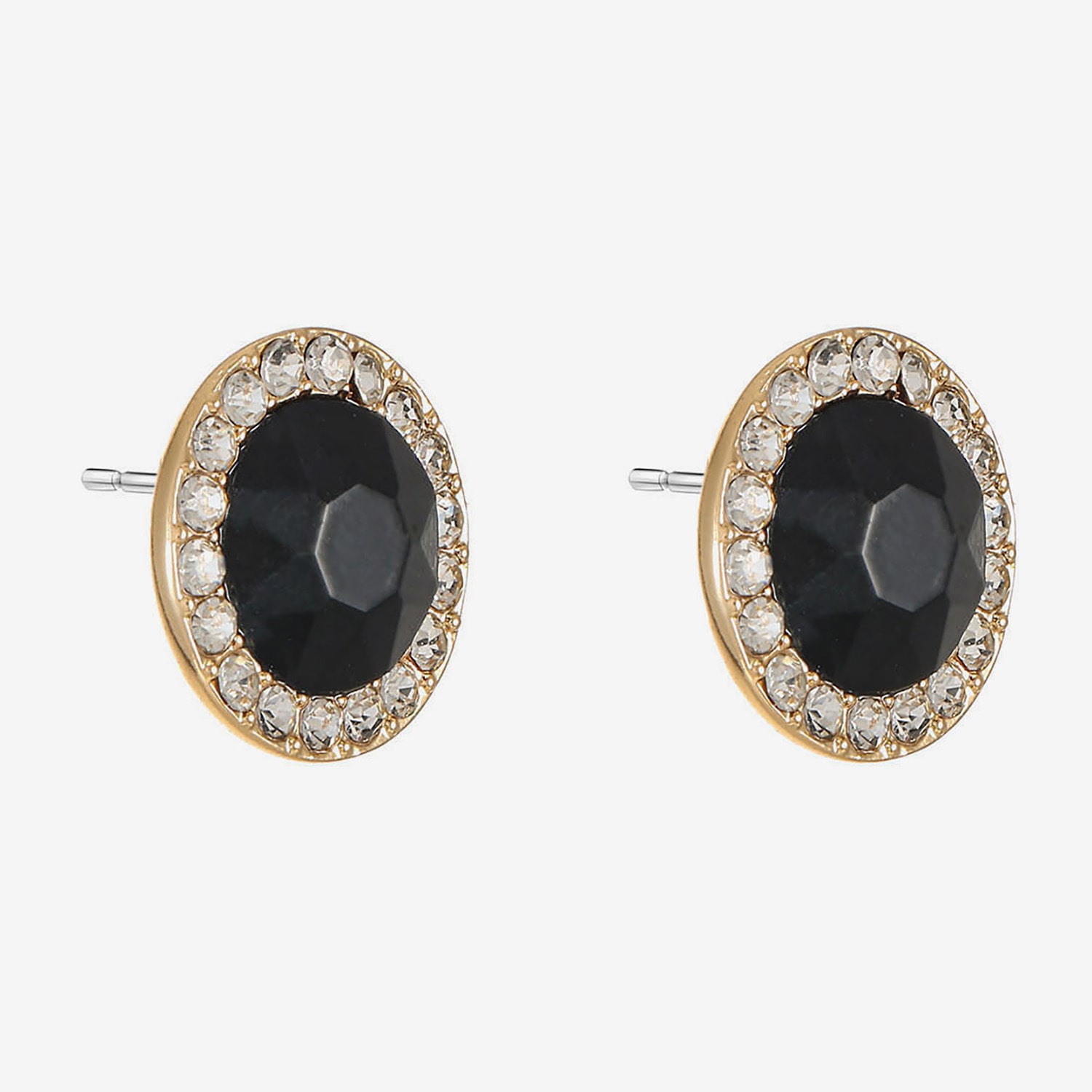 Monet Jewelry Black Glass 15mm Round Stud Earrings