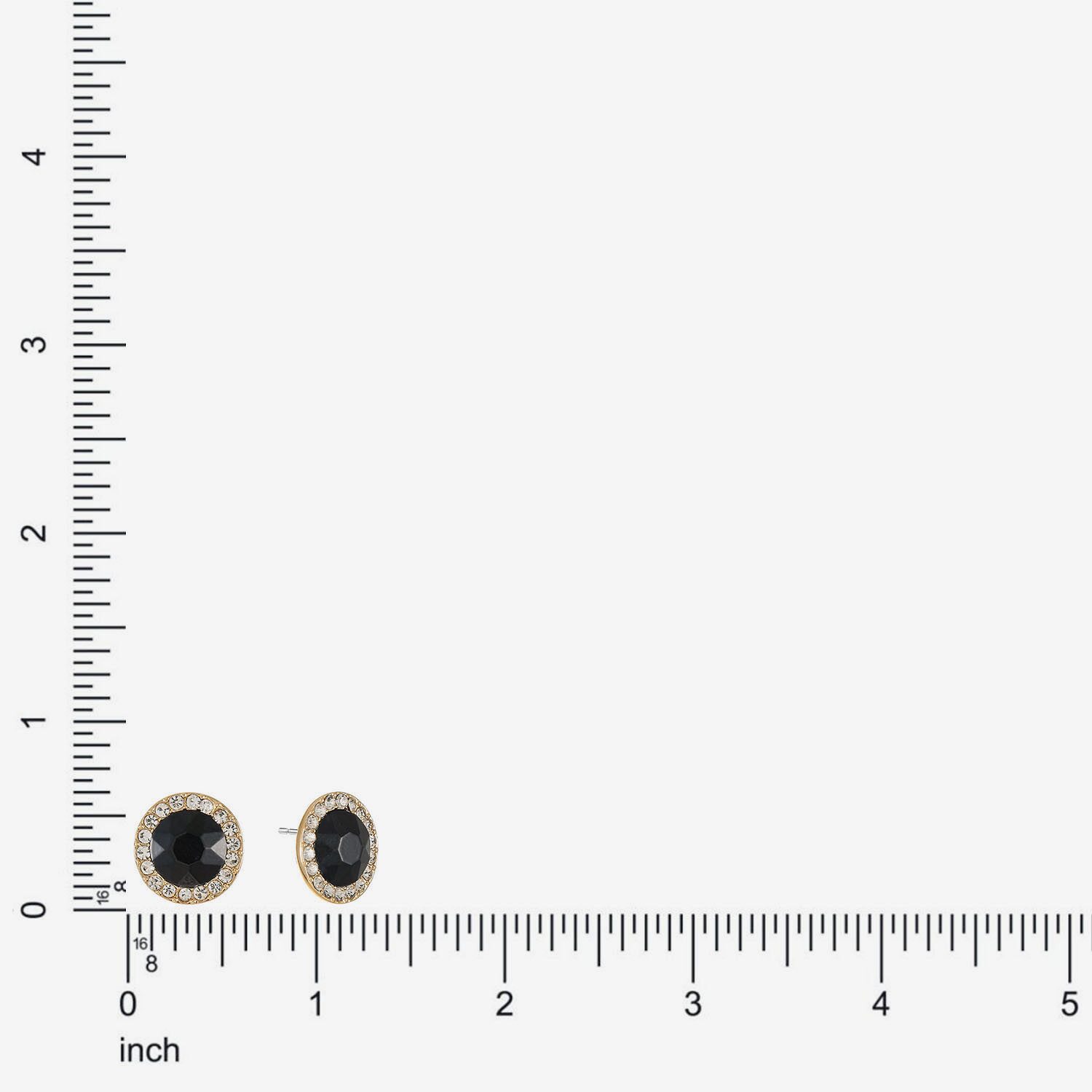 Monet Jewelry Black Glass 15mm Round Stud Earrings