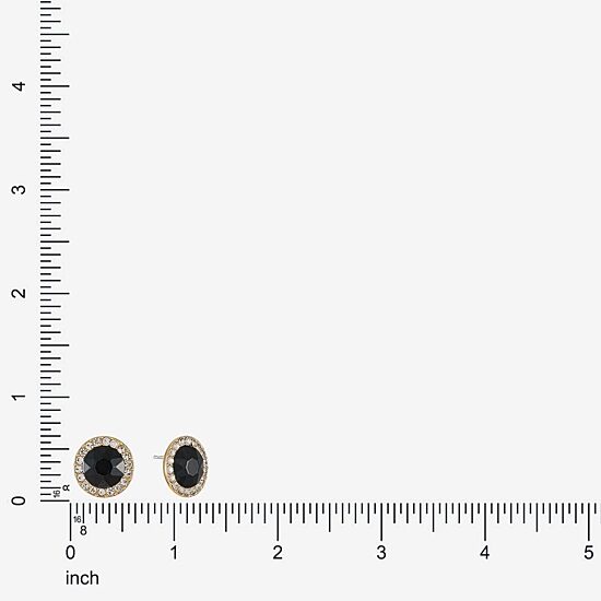 Monet Jewelry Black Glass 15mm Round Stud Earrings