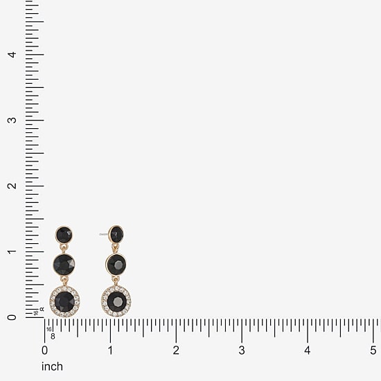 Monet Jewelry Womens Black Glass Round Hypoallergenic Drop Earrings