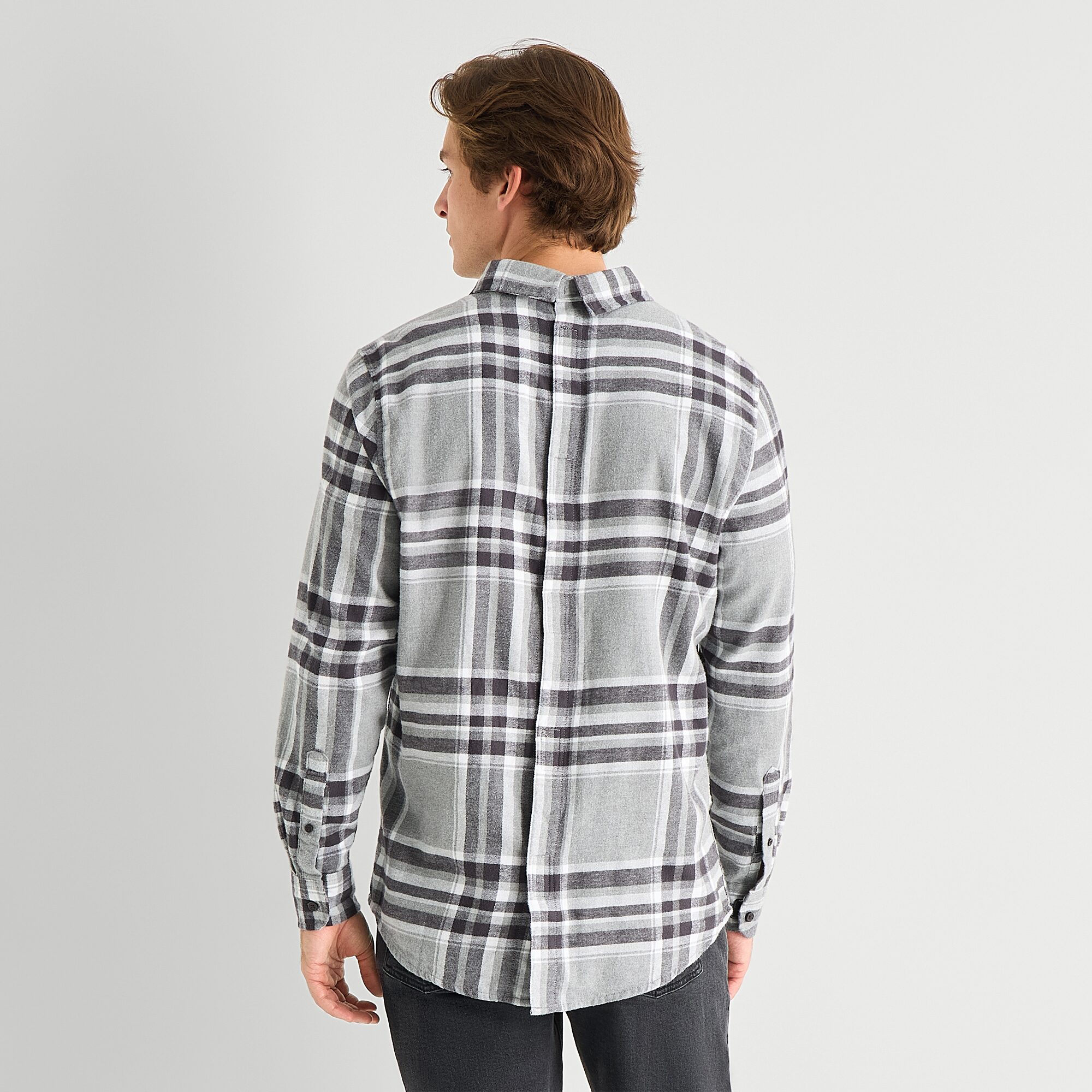 St. John's Bay Seated Mens Easy-on + Easy-off Wear Long Sleeve Adaptive Classic Fit Flannel Shirt