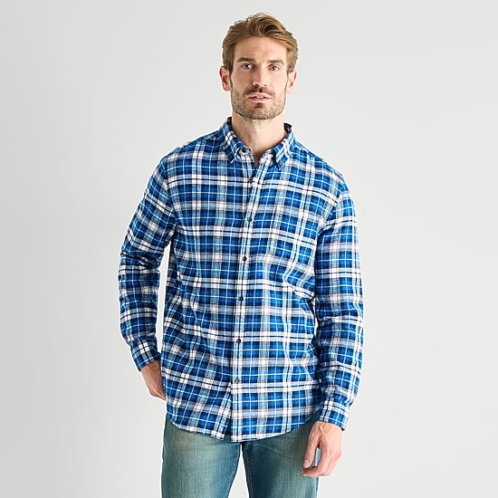 St. John's Bay Seated Mens Easy-on + Easy-off Seated Wear Long Sleeve Adaptive Classic Fit Flannel Shirt
