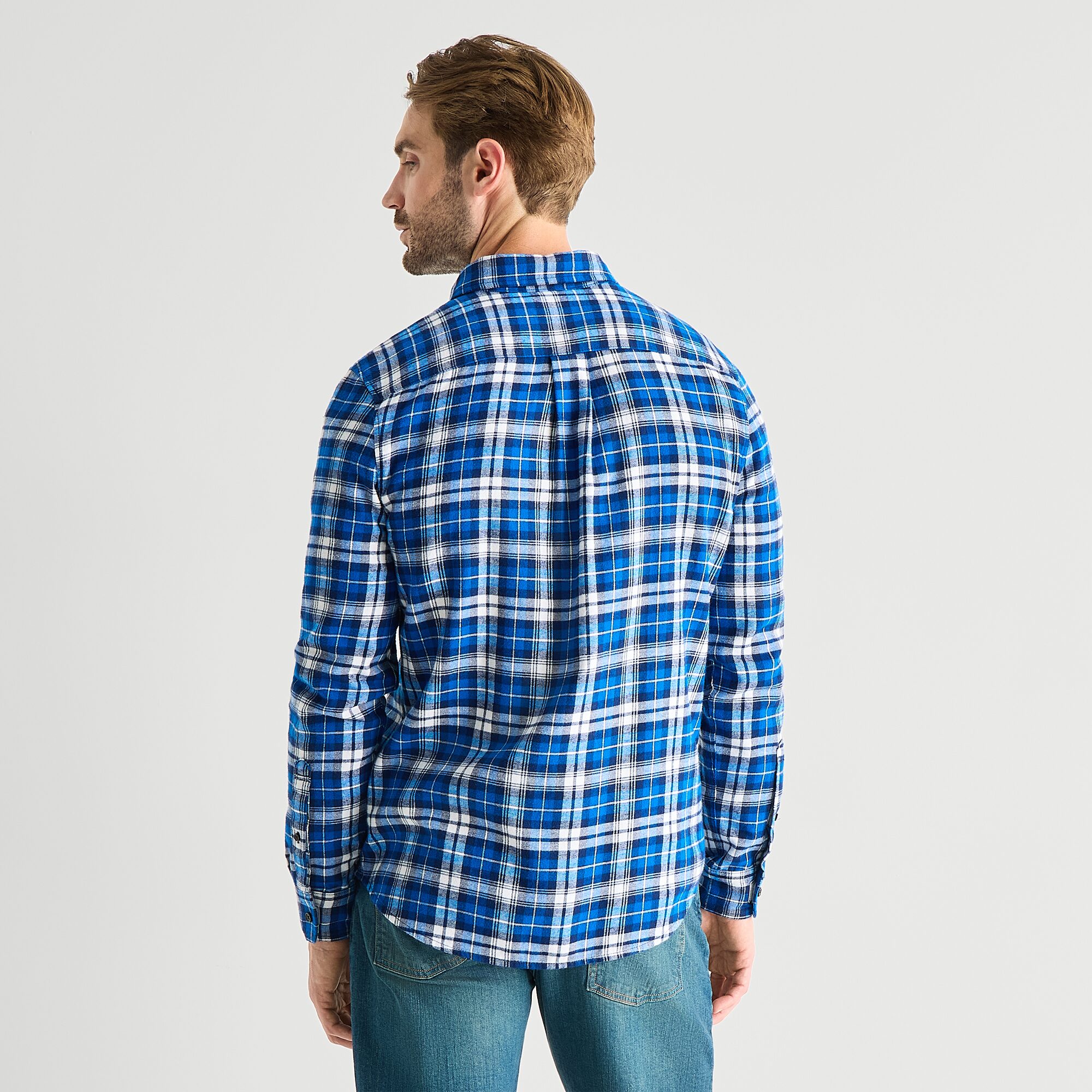 St. John's Bay Dexterity Mens Easy-on + Easy-off Long Sleeve Adaptive Classic Fit Flannel Shirt