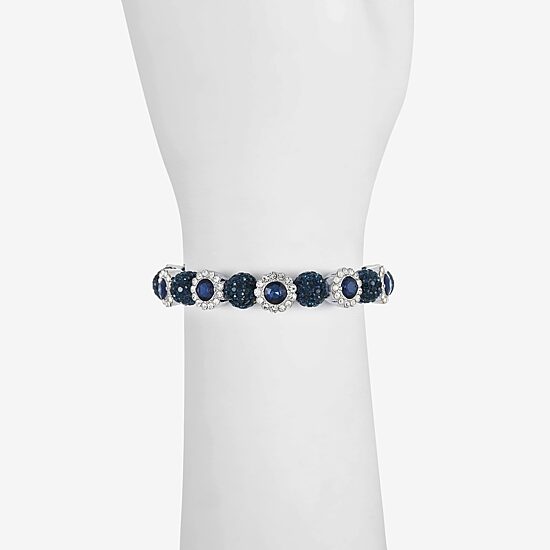 Monet Jewelry Womens Blue Glass Round Stretch Bracelet