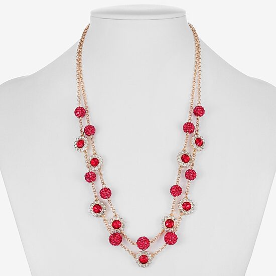 Monet Jewelry Womens Red Glass 18 Inch Strand Necklace