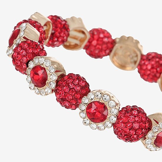 Monet Jewelry Womens Red Glass Round Stretch Bracelet