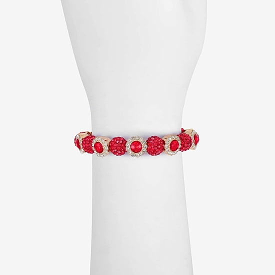 Monet Jewelry Womens Red Glass Round Stretch Bracelet