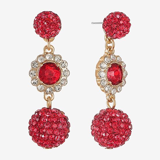 Monet Jewelry Womens Red Glass Round Hypoallergenic Drop Earrings