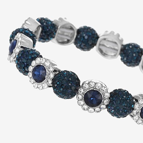 Monet Jewelry Womens Blue Glass Round Stretch Bracelet