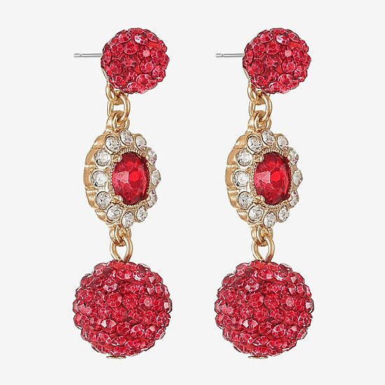Monet Jewelry Womens Red Glass Round Hypoallergenic Drop Earrings