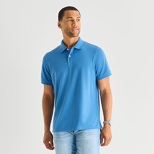ST. JOHN`S BAY St. John's Bay Premium Stretch Mens Classic Fit Short Sleeve Polo Shirt, Xx-large, Blue