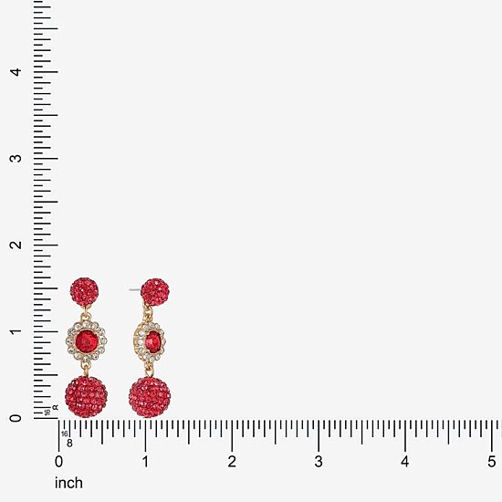 Monet Jewelry Womens Red Glass Round Hypoallergenic Drop Earrings