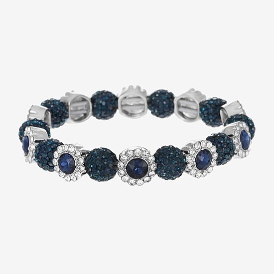 Monet Jewelry Womens Blue Glass Round Stretch Bracelet