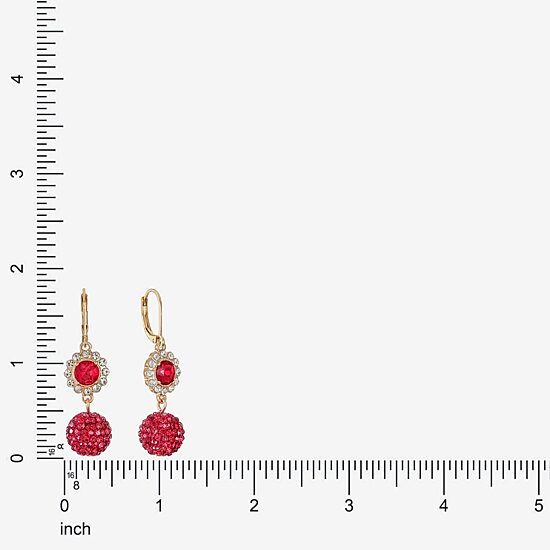 Monet Jewelry Womens Red Glass Round Drop Earrings
