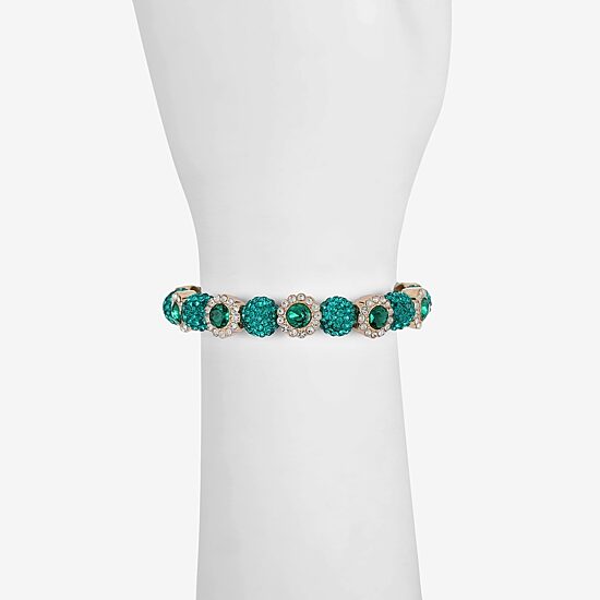 Monet Jewelry Womens Green Glass Round Stretch Bracelet