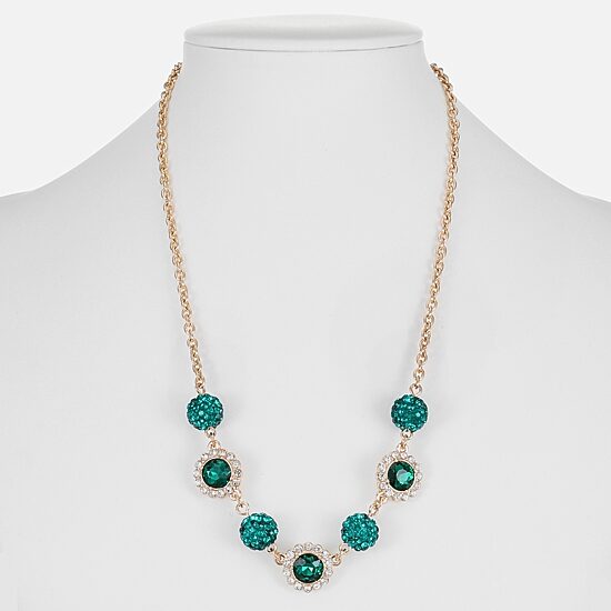 Monet Jewelry Womens Green 17 Inch Collar Necklace