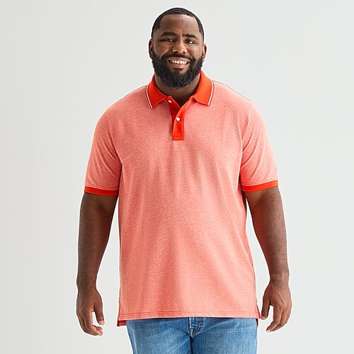 St. John's Bay Premium Stretch Big and Tall Mens Classic Fit Short Sleeve Polo Shirt, 5x-large Tall, Orange