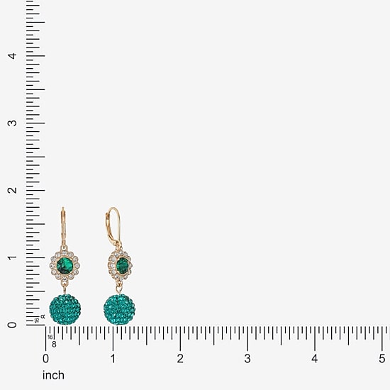 Monet Jewelry Womens Green Glass Round Drop Earrings