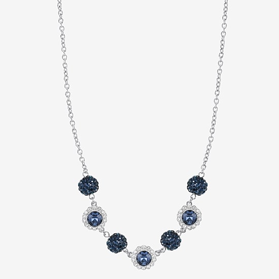 Monet Jewelry Womens Blue 17 Inch Collar Necklace