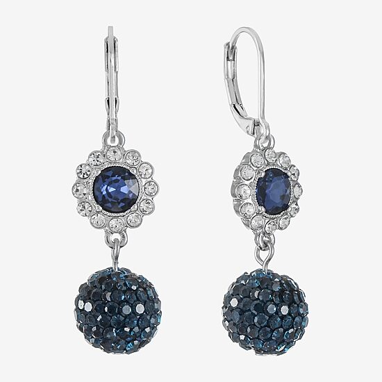 Monet Jewelry Womens Blue Glass Round Drop Earrings