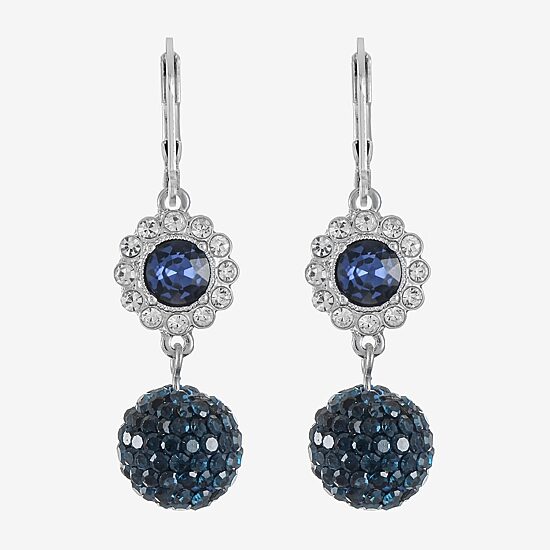 Monet Jewelry Womens Blue Glass Round Drop Earrings