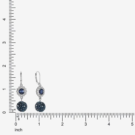 Monet Jewelry Womens Blue Glass Round Drop Earrings