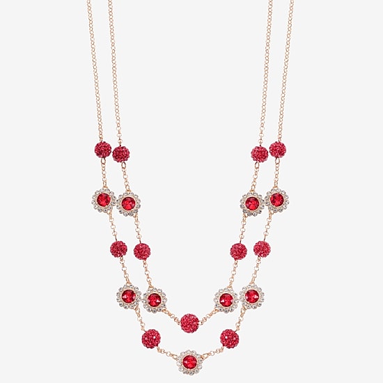 Monet Jewelry Womens Red Glass 18 Inch Strand Necklace