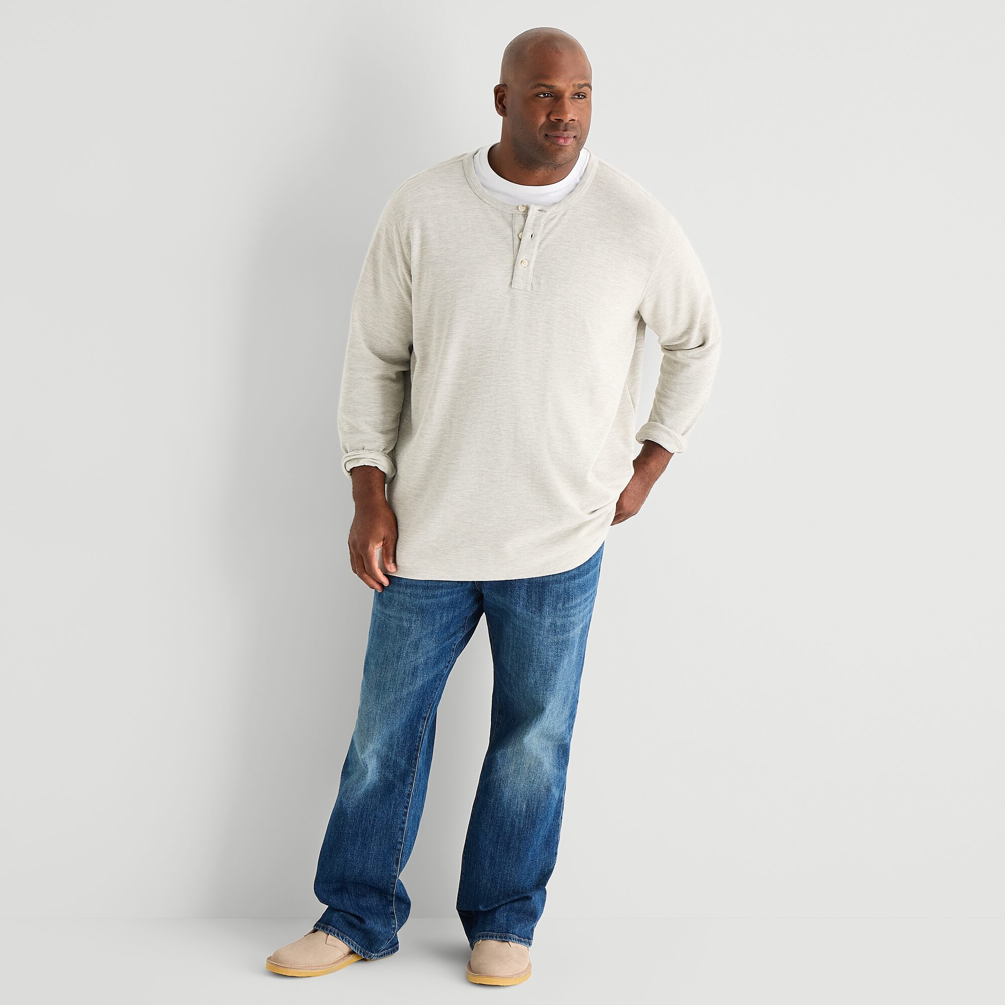 mutual weave Mens Long Sleeve Regular Fit Big and Tall Henley Shirt