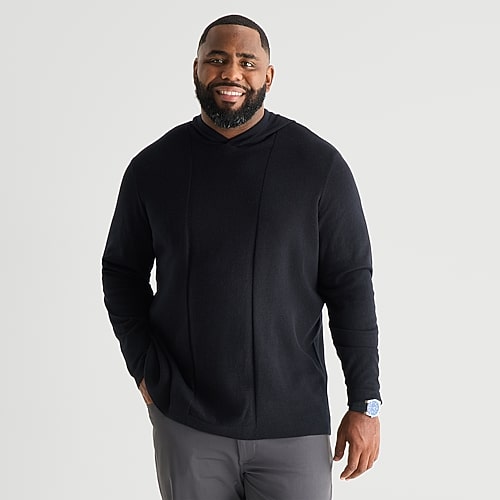 Stylus Big And Tall Mens Hooded Long Sleeve Pullover Sweater In Black